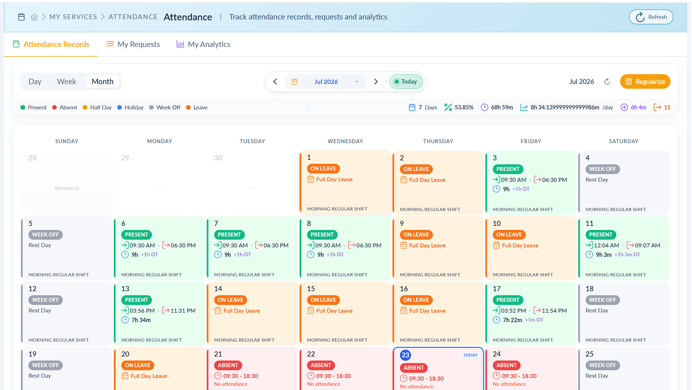Bynarize attendance screen