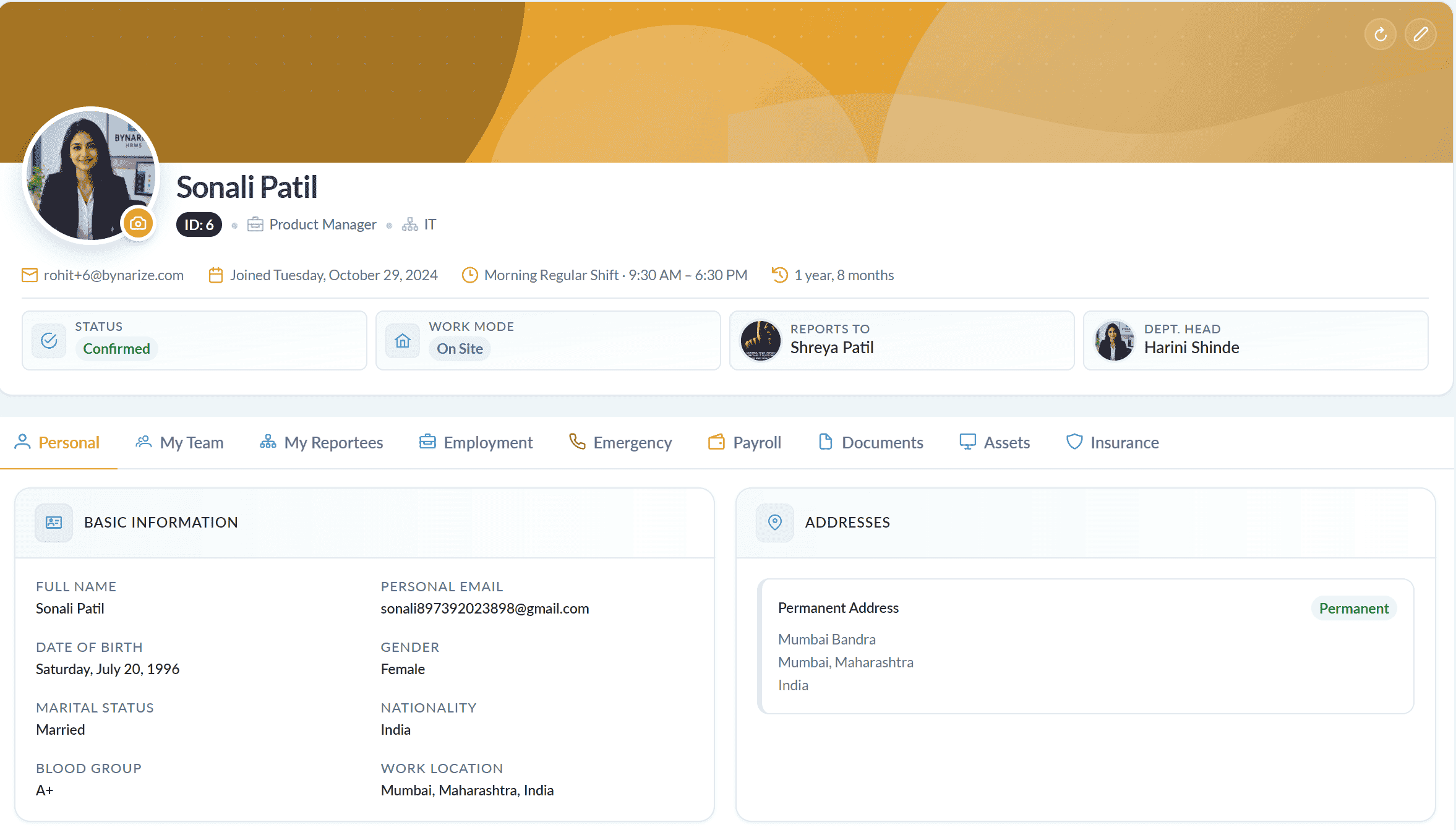 Bynarize employee profile